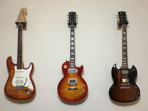 My three best electric guitars:Fender Select Strat - Gibson Les Paul Traditional - Gibson SG Standard