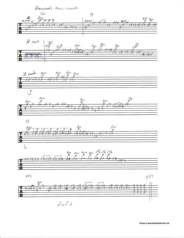 Allman Brothers Gambler's Roll guitar solo tablature 2 of 2