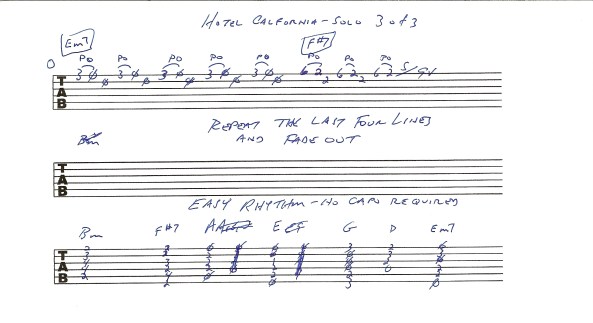 The Eagles Hotel California solo guitar tab page 3 of 3