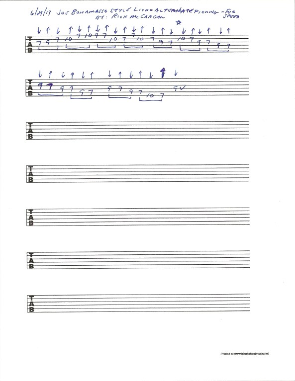 Joe Bonamassa style guitar lick tablature