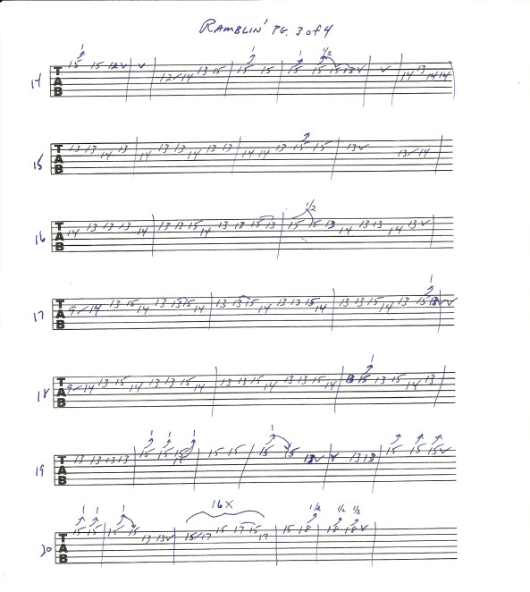 Marshall Tucker Band - Ramblin guitar tab pg 3 of 4