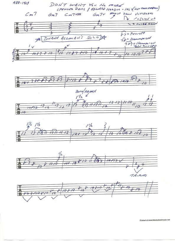 ABB DWYNM D Allman solo tab