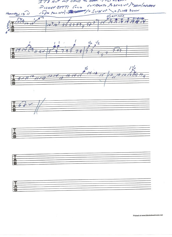 Allman Brothers - It's Not My Cross To Bear - Dickey Betts solo guitar tab