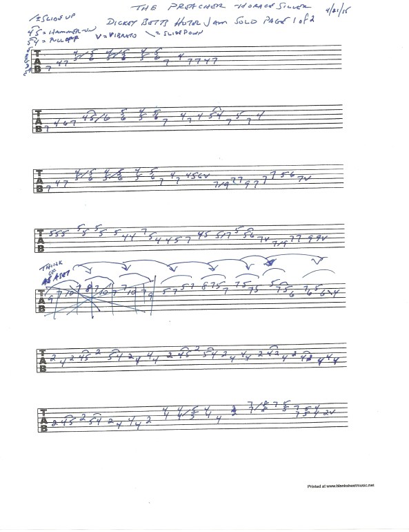 Dickey Betts hotel jam solo guitar tablature - the preacher 1of2