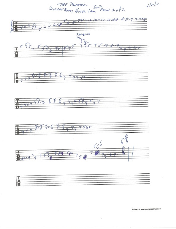 Dickey Betts hotel jam solo guitar tablature - the preacher 2of2