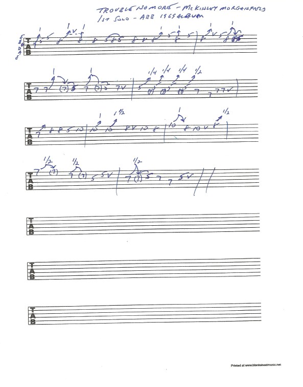 Allman Brothers Band 1969 Trouble No More 1st solo guitar tab