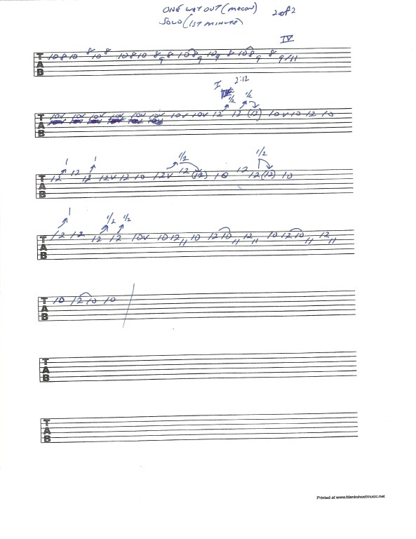 Allman Brothers Band - Macon City Auditorium Concert version of "One Way Out" solo section 1 - pg 2of2