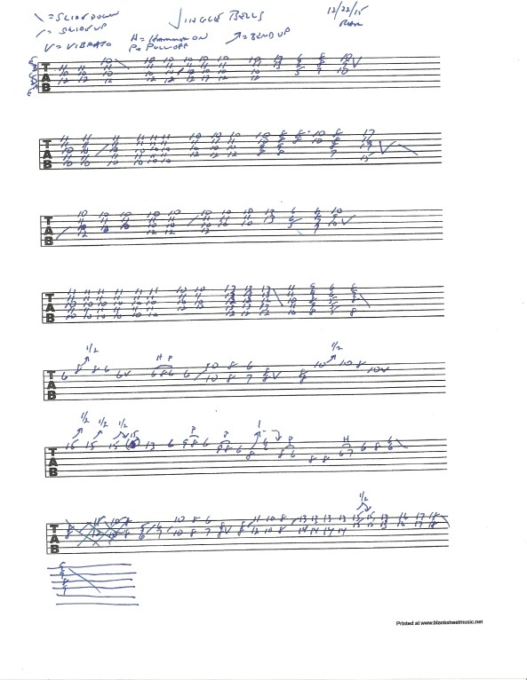 Guitar tablature for Jingle Bells - Brian Setzer swing style