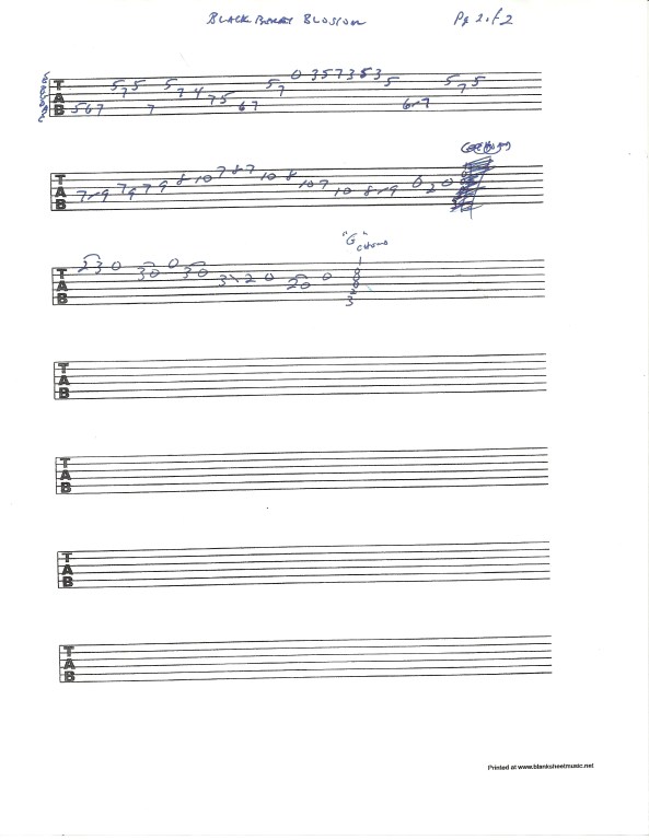 Guitar tablature for Blackberry Blossom in the style of Tony Rice - pg 2 of 2