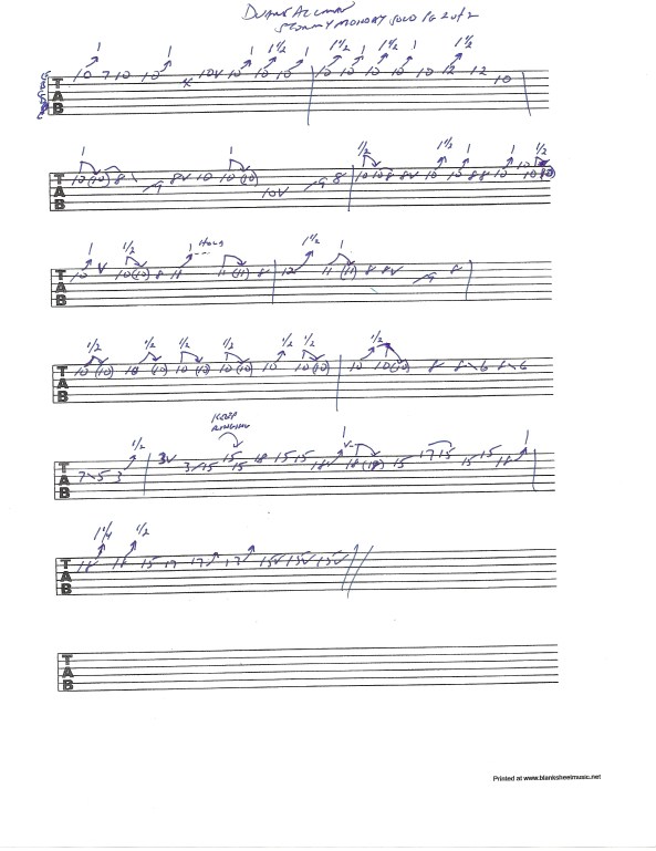 Guitar tab for Duane Allman's solo from the Duane Allman's guitar solo from the Allman Brothers Fillmore Live album version of 