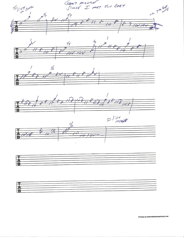 Gary Moore Since I Met You Baby - guitar 12 bar guitar solo tab