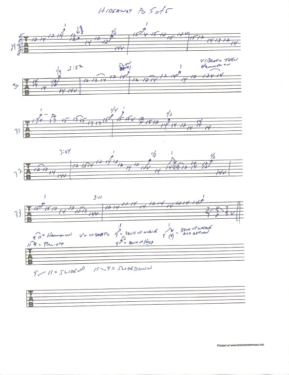 Eric Clapton Hideaway guitar tab page 5 of 5