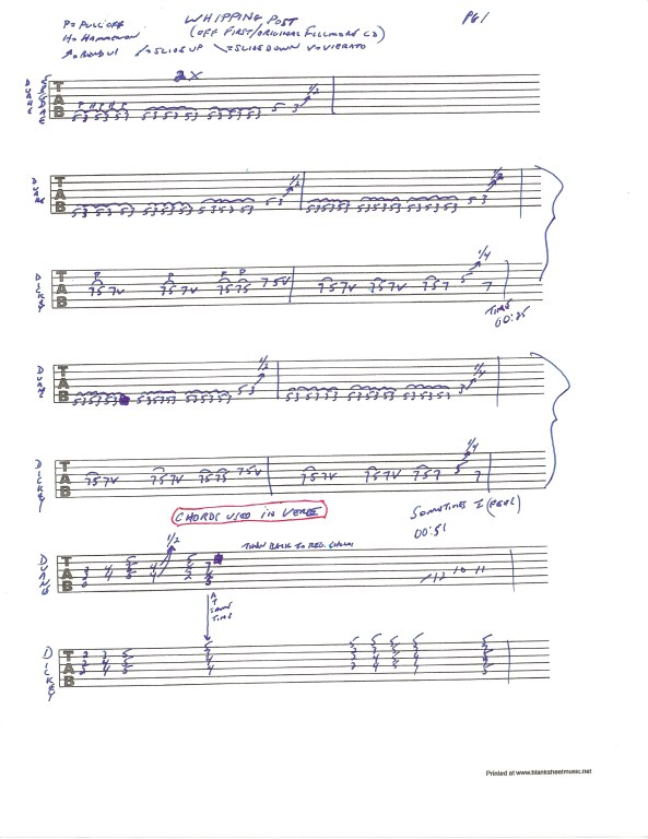 Allman Brothers Band - Whipping Post guitar tablature - page 1